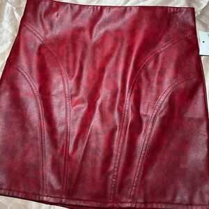 Bear dance red Leather Skirt